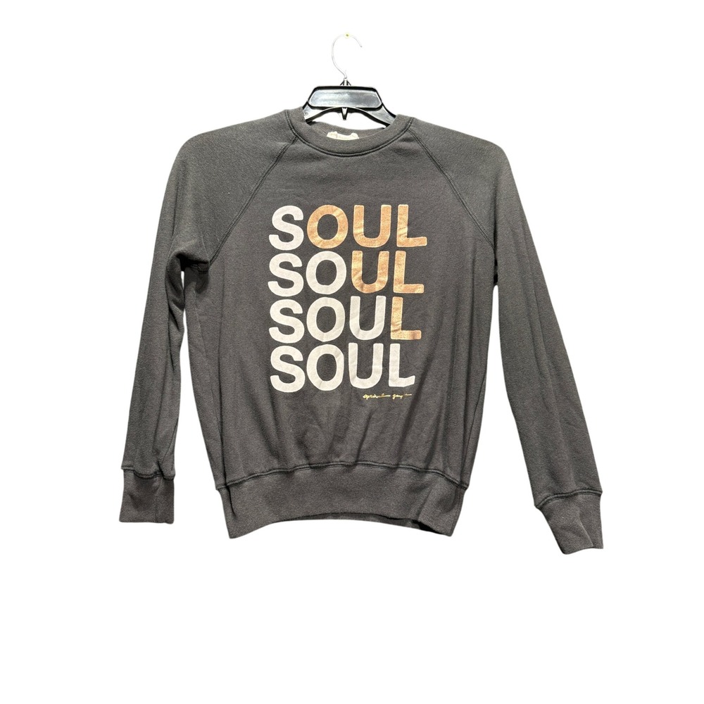 Spiritual Gangster Soul Sweatshirt Women XS Black Graphic Raglan Pullover